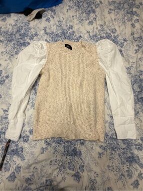 VICI Cream Ribbed Knit Vest with Textured Yarn